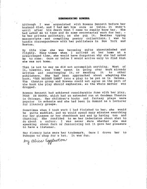 Rembering Rowena : Written by Alice Eggleston by BiblioBoard