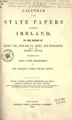 Calendar of the State Papers Relating to Ireland