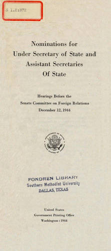 Cover image for Nominations for Under Secretary of State and Assistant Secretaries of State