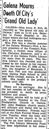 Galena Mourns Death of City's Grand Old Lady by BiblioBoard